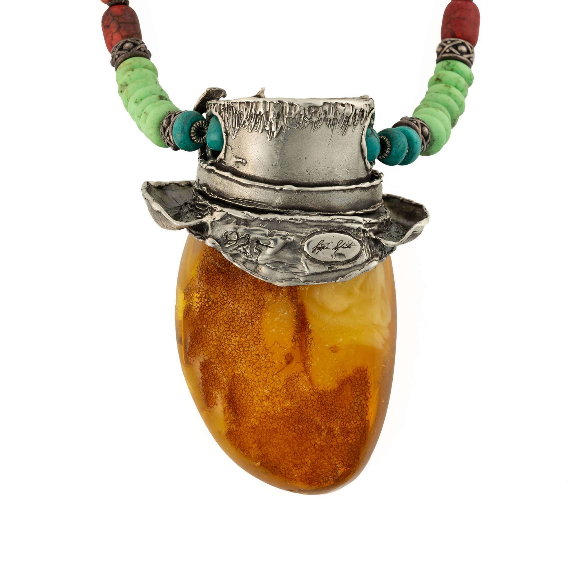 Sterling Silver and Baltic Amber in the Hat 2